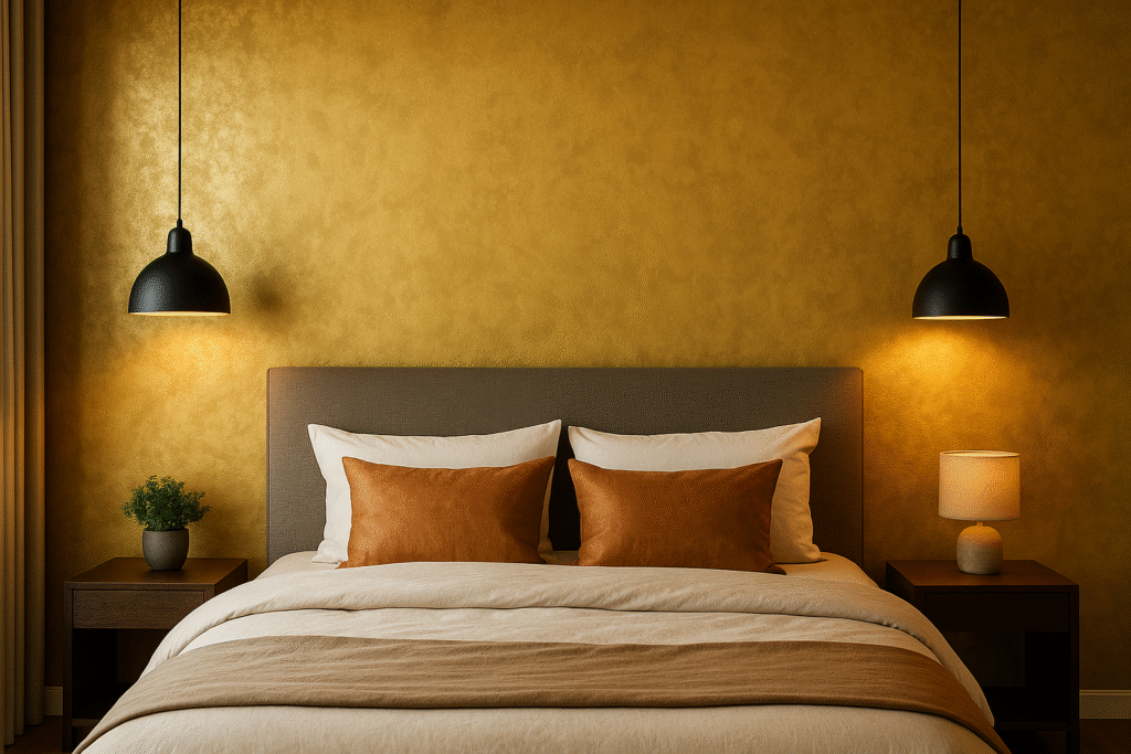 Goud behang slaapkamer