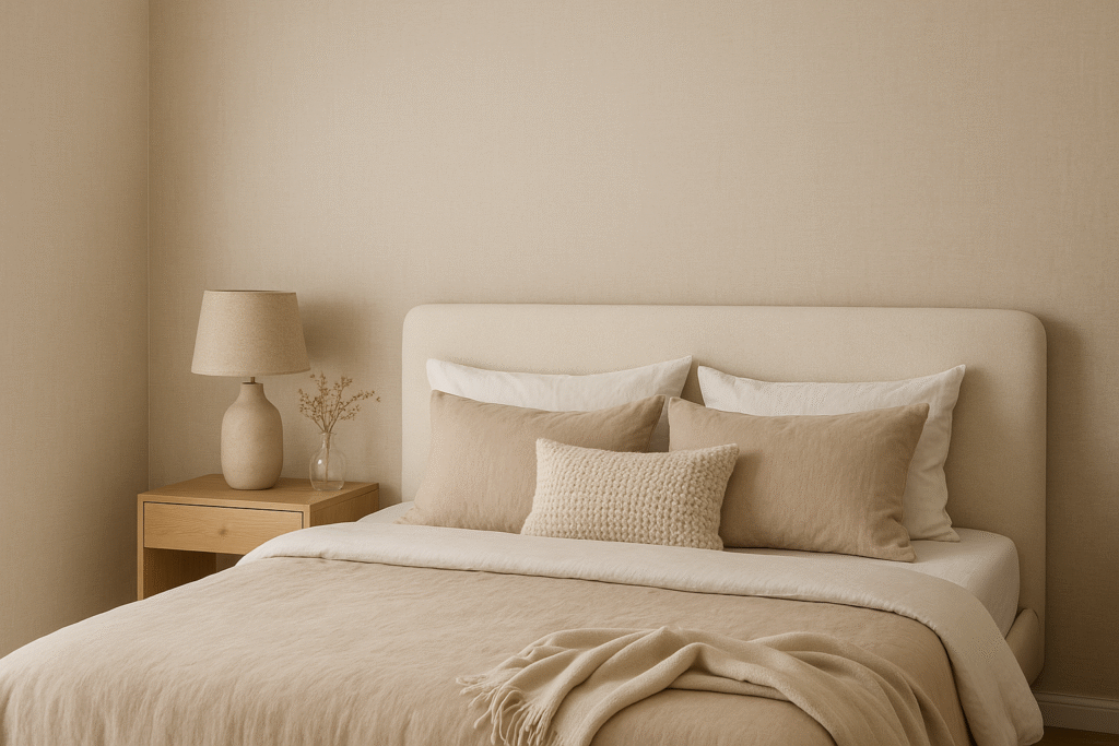 Behang slaapkamer beige