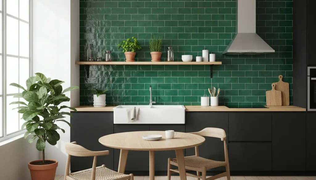 Groene tegels keuken