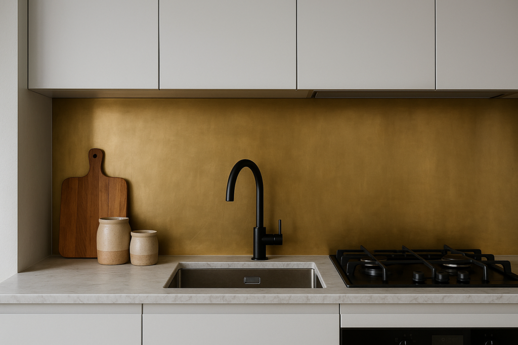 Messing achterwand keuken