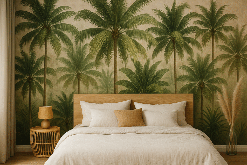 Palmbomen behang slaapkamer