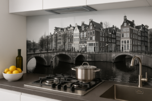 Glazen achterwand keuken Amsterdam