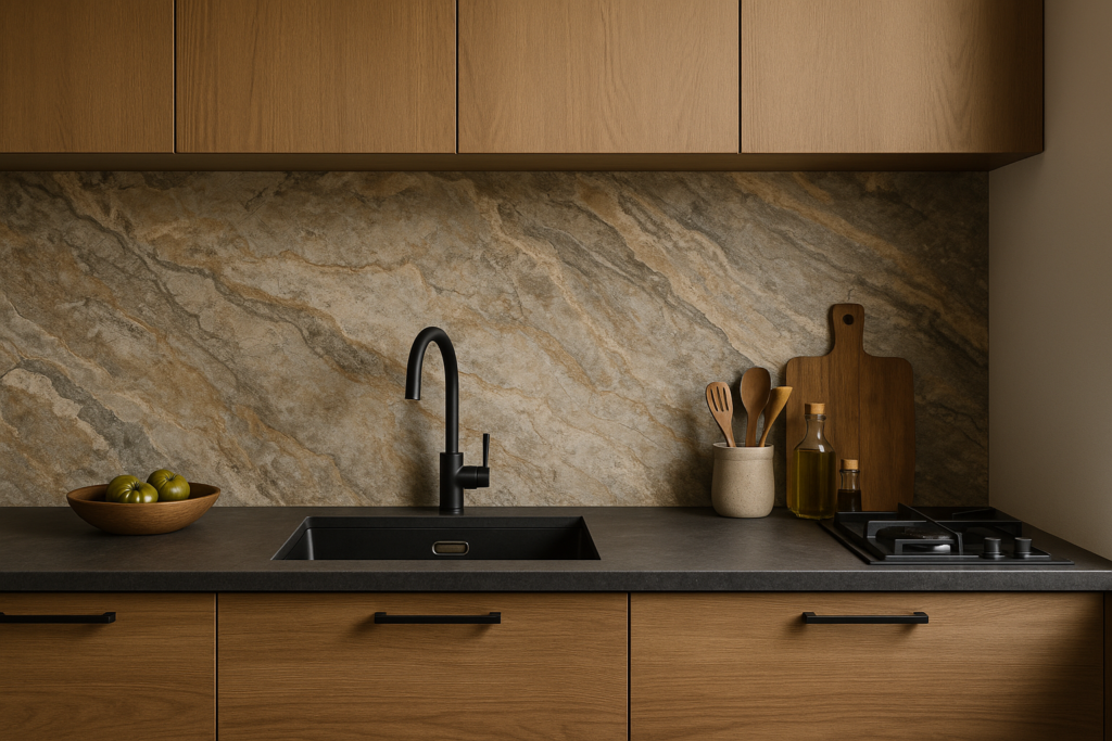 Natuursteen achterwand keuken