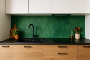 Groene achterwand keuken
