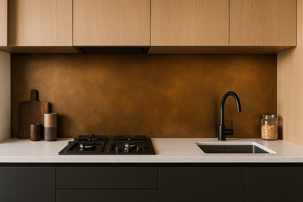 Achterwand keuken brons