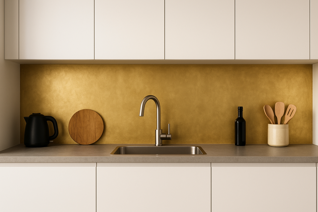 Achterwand keuken goud