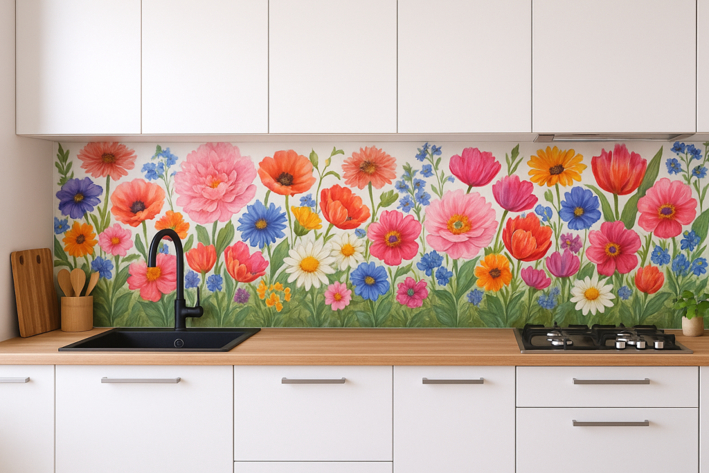 Achterwand keuken bloemen