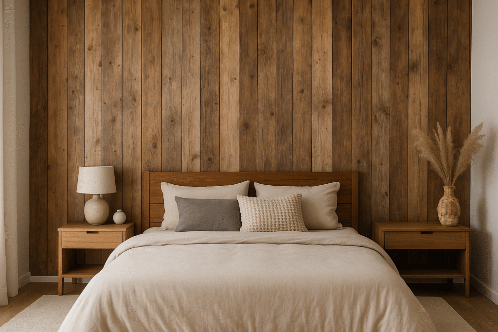 Behang slaapkamer hout