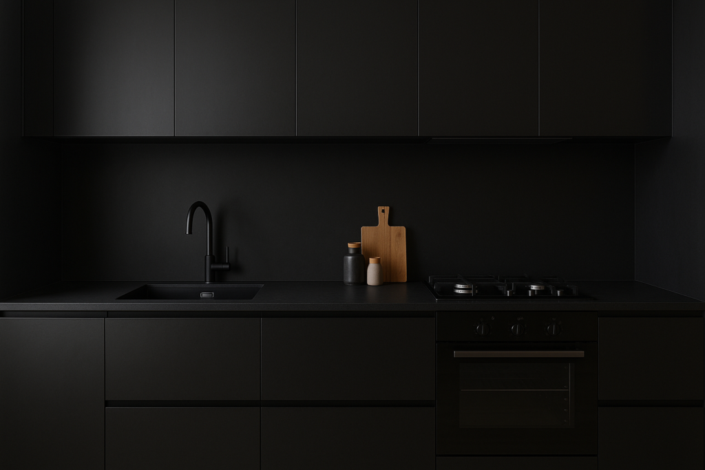 Achterwand zwarte keuken