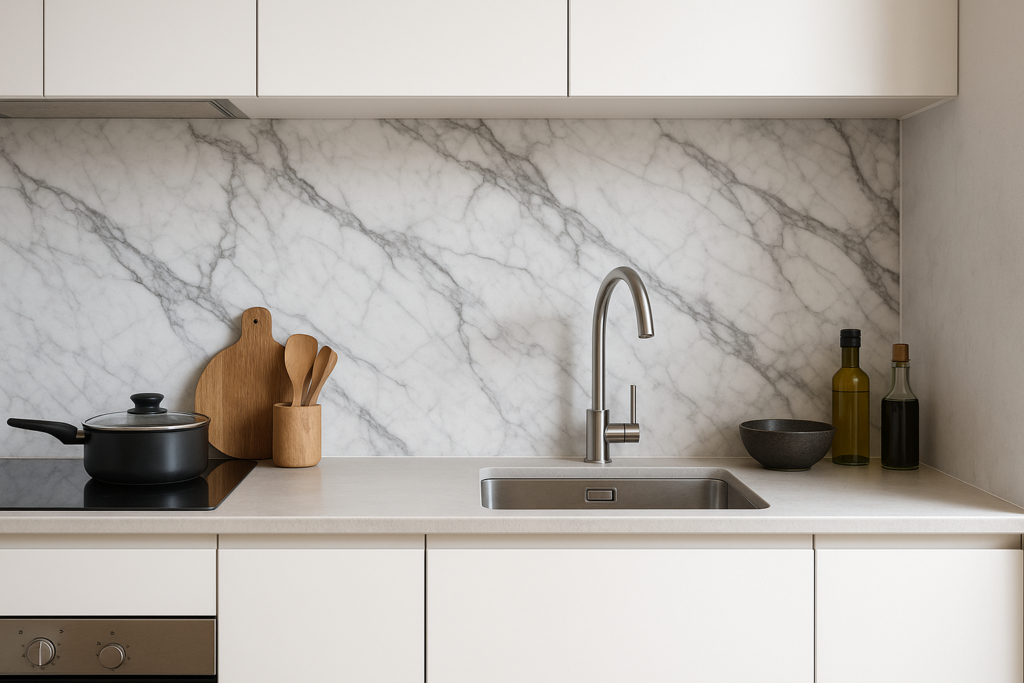 Marmer achterwand keuken