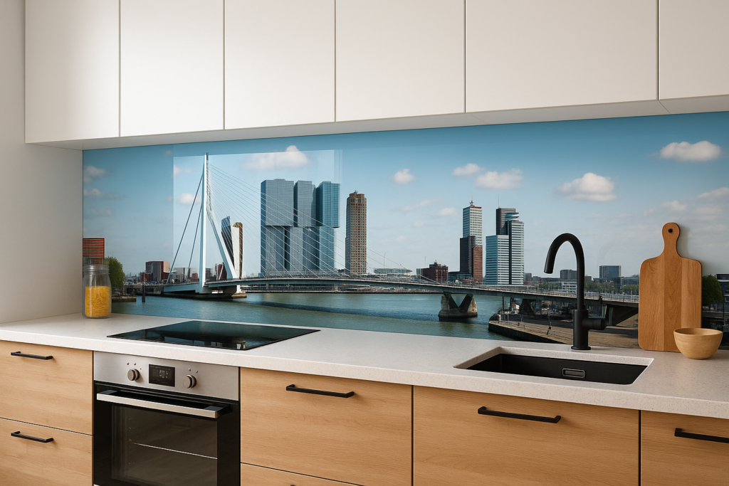 Glazen achterwand keuken Rotterdam