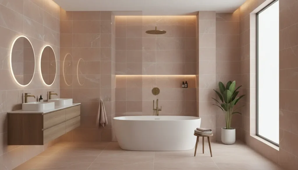 Rosa kelvin tegel en badkamerdesign