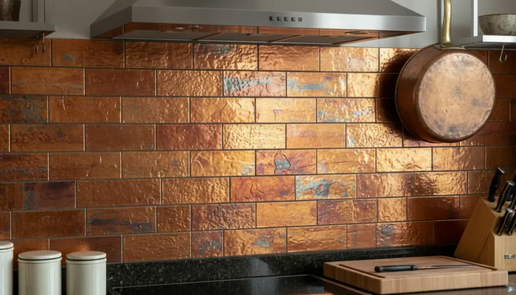 Koperen tegels keuken