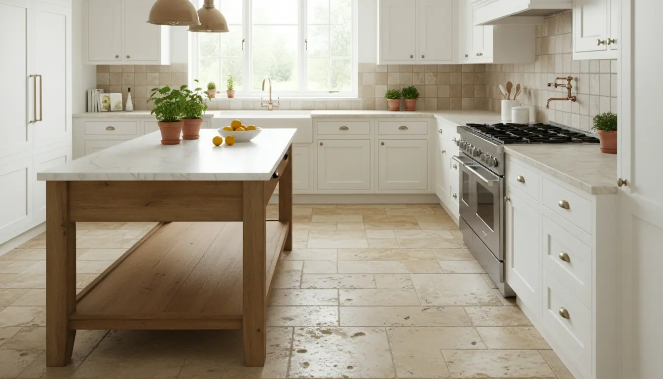 Travertin tegels keuken | Natuurlijke elegantie