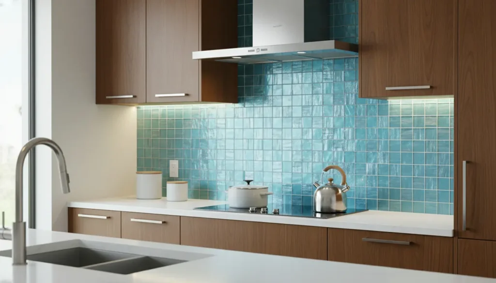 Glazen tegels keuken