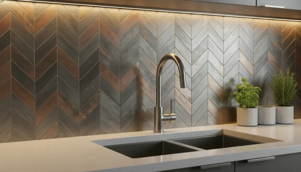 Metalic tegels keuken