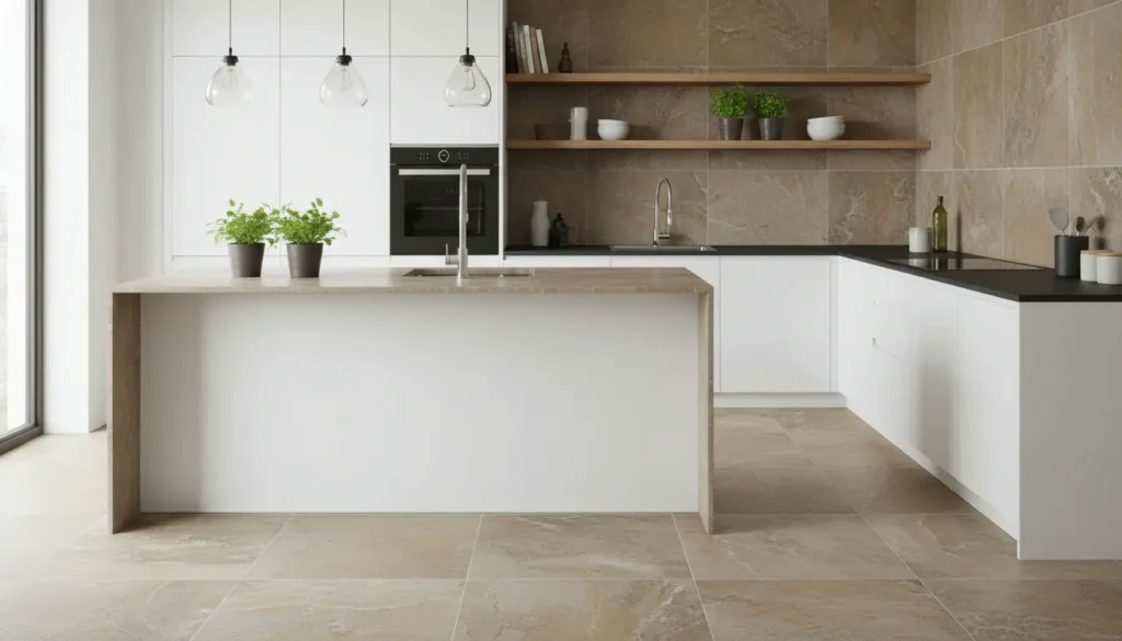 Natuursteenlook tegels keuken