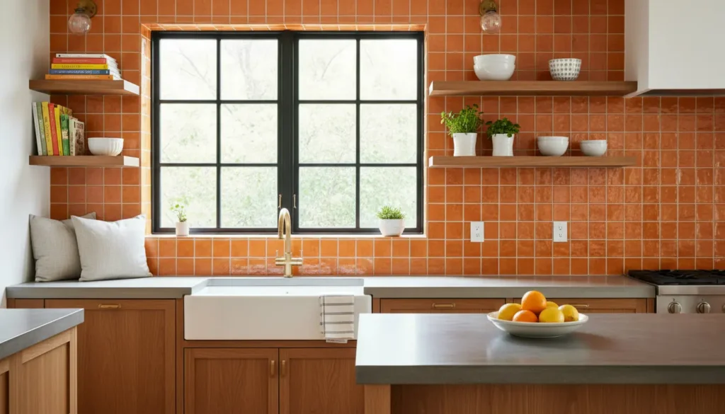 Oranje tegels keuken