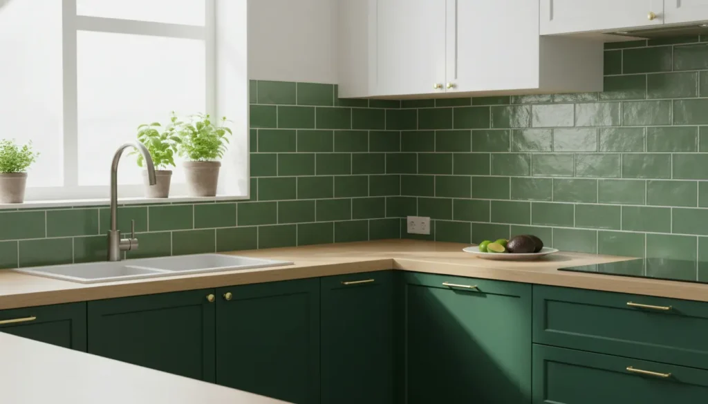 Plak tegels keuken groen
