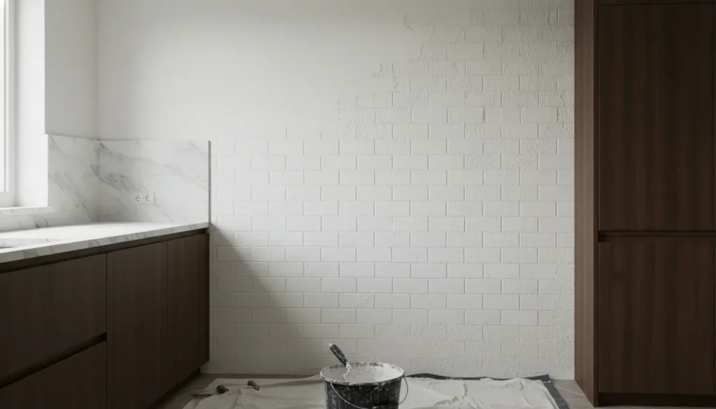 Stuc over tegels keuken