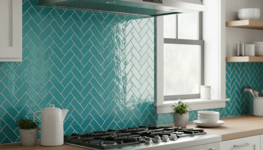 Turquoise tegels keuken