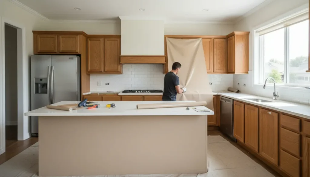 Keuken wrappen beige