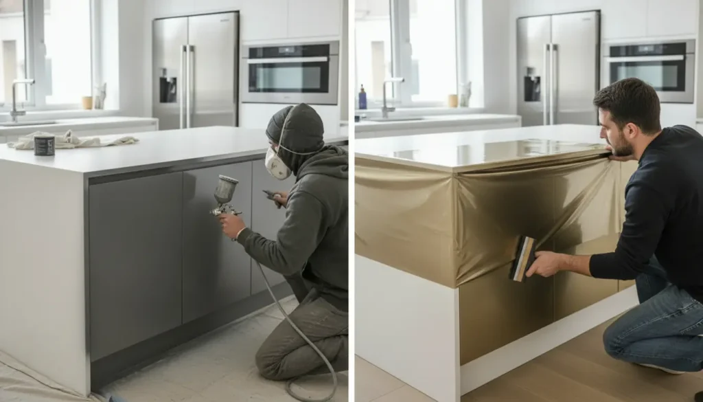 Keuken spuiten of wrappen