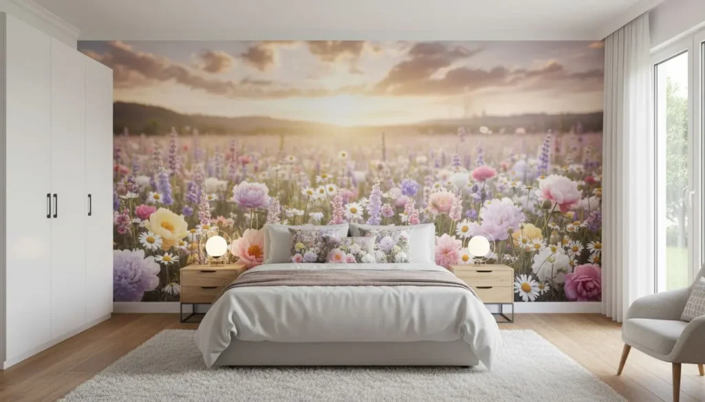 Fotobehang bloemen slaapkamer