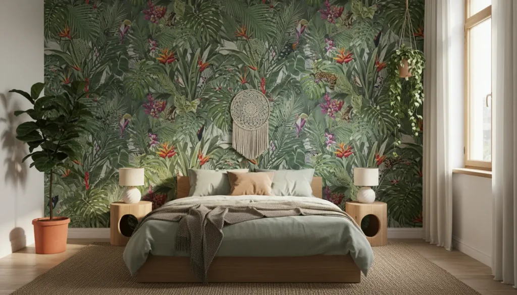 Fotobehang slaapkamer jungle