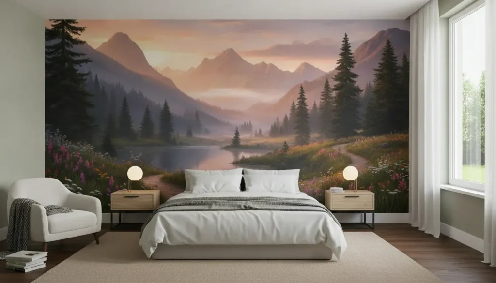 Fotobehang slaapkamer landschap