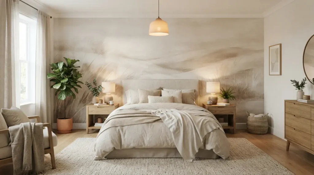 Fotobehang slaapkamer beige