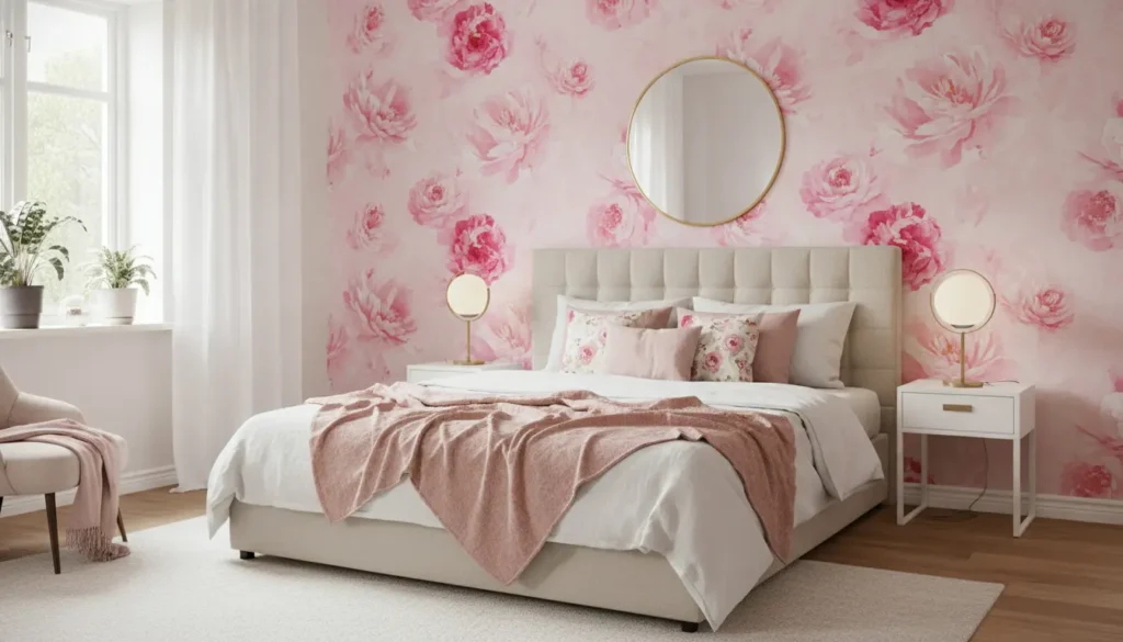 Fotobehang slaapkamer roze