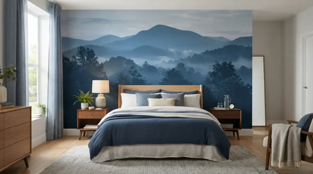 Fotobehang slaapkamer blauw