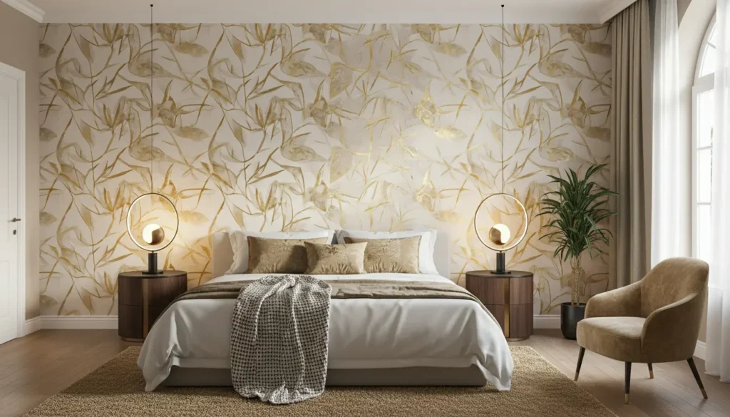 Fotobehang slaapkamer goud