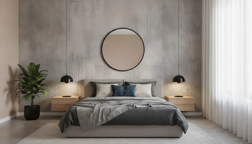 Fotobehang slaapkamer betonlook