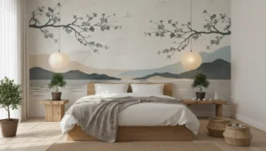 Fotobehang slaapkamer Japandi