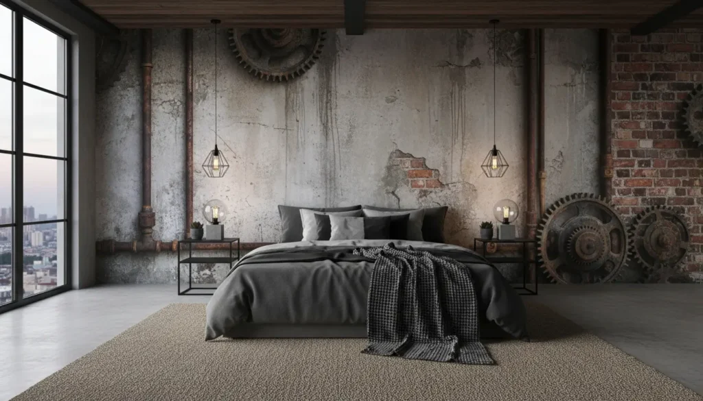 Fotobehang slaapkamer industrieel