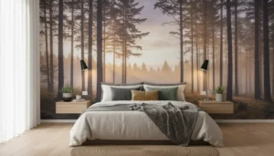 Fotobehang slaapkamer achter bed