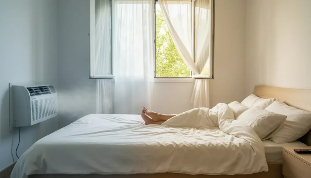 Airco tegenover bed slaapkamer