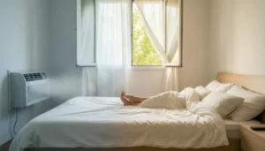 Airco tegenover bed slaapkamer